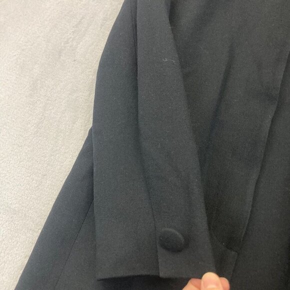 Vintage Saville 100% Wool Long Blazer Jacket Womens 8 Black Office Collarless - Picture 11 of 16